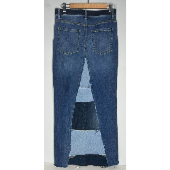 Patchwork Denim High Waist Long Skirt 30" Waist - Picture 2 of 3